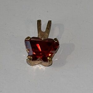 Butterfly mini Birthstone pendant July or January red stone in 10k gold